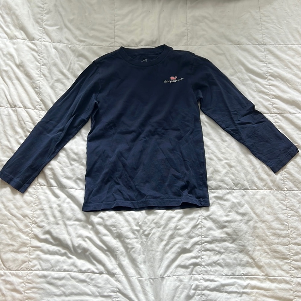 Kids navy long sleeve vineyard vines shirt